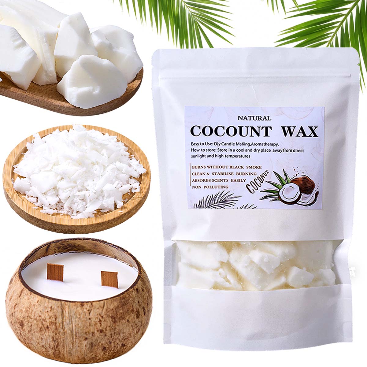 Candle Making Material Wholesale - 1LB 天然植物ホワイトココナッツワックス卸売キャンドル材料 DIY 手作り香り付きキャンドル作り無煙芯作り工芸品