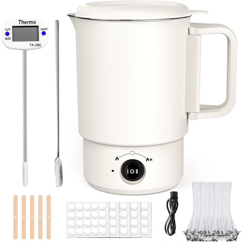Candle Making Video - A47U 電気ワックス溶解ポットキット 温度計付き 800ML ワックスメルター キャンドル作り用、初心者向けDIY作成用品