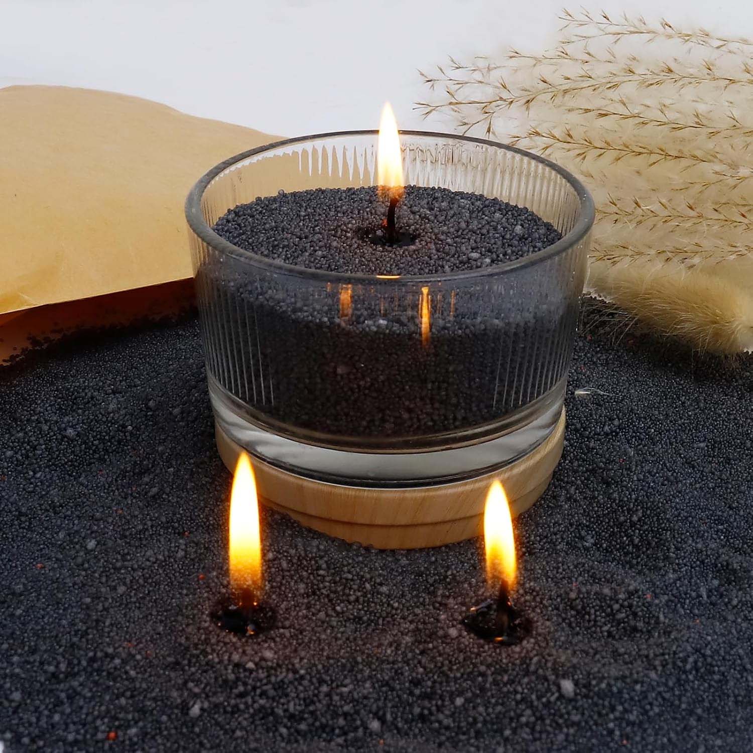 Candle Making Video - 黒色のキャンドルサンド（芯付き）、200g、10個の芯付きパールキャンドルサンド、パールキャンドル、ワックスキャンドル製造用ワックス顆粒