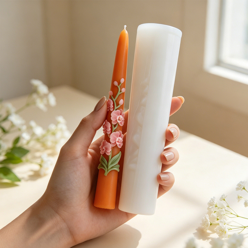 ロングポールフラワーテーパーキャンドルシリコンモールド3Dエ - Candle Making Video のレビューと価格
