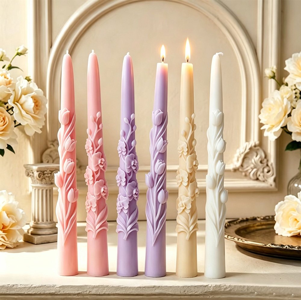 ロングポールフラワーテーパーキャンドルシリコンモールド3Dエ - Candle Making Video のレビューと価格