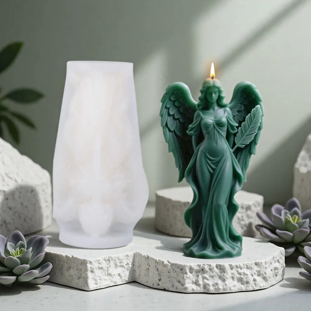 翼女神香りのシリコーンキャンドルモールド DIY 祈り天使の - Candle Making Video のレビューと価格