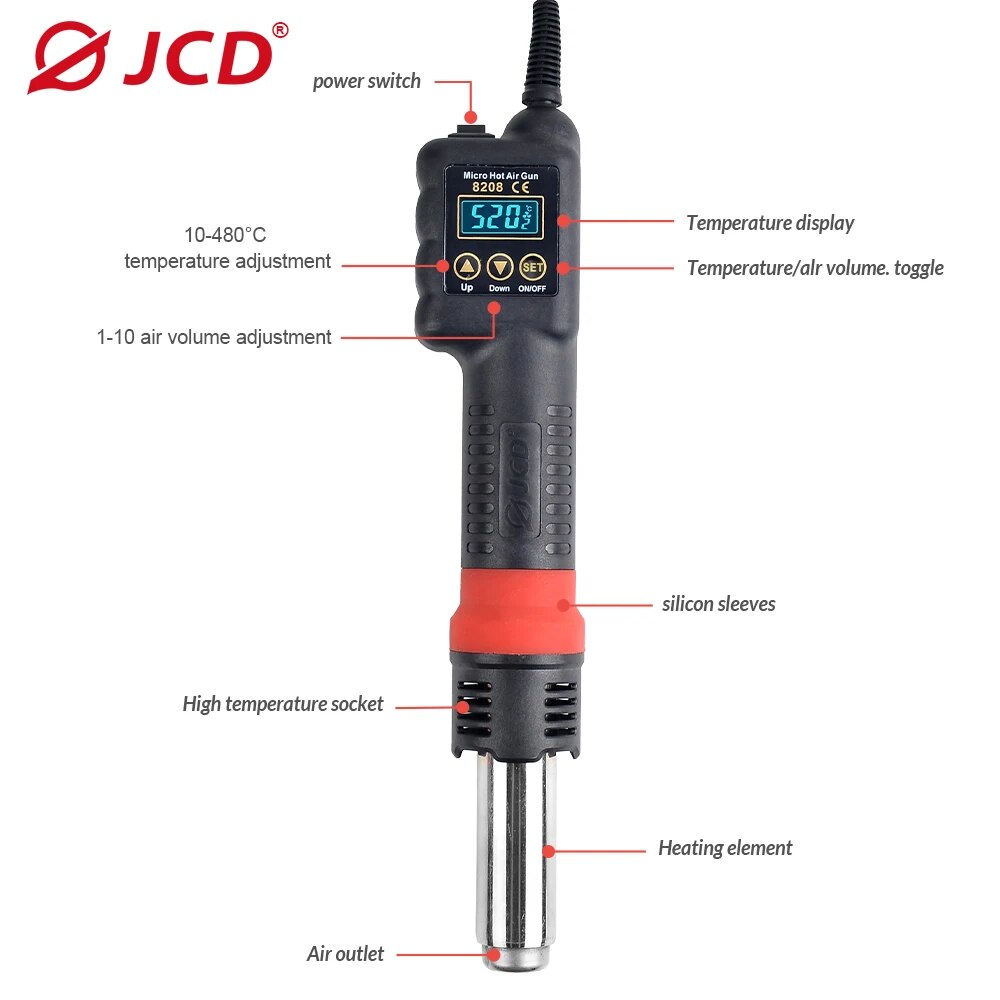 Jcd-マイクロホットエアガン8208 750w、LCDデジ - Heat Gun Embossing のレビューと価格