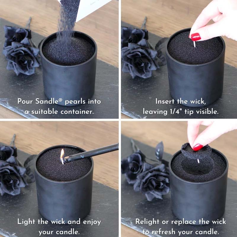 黒色のキャンドルサンド（芯付き）、200g、10個の芯付きパ - Candle Making Video のレビューと価格