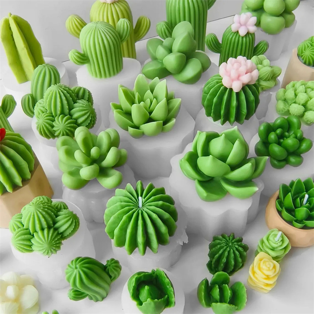 6個の多肉植物シリコンキャンドルモールド 3D多肉植物サボテ - Candle Making Video のレビューと価格
